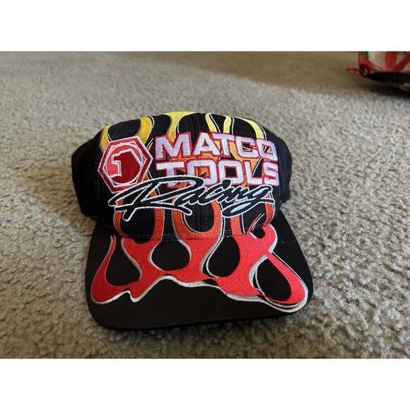 Matco Tools Racing Vintage Flames Black Red Hat Cap - Picture 1 of 6